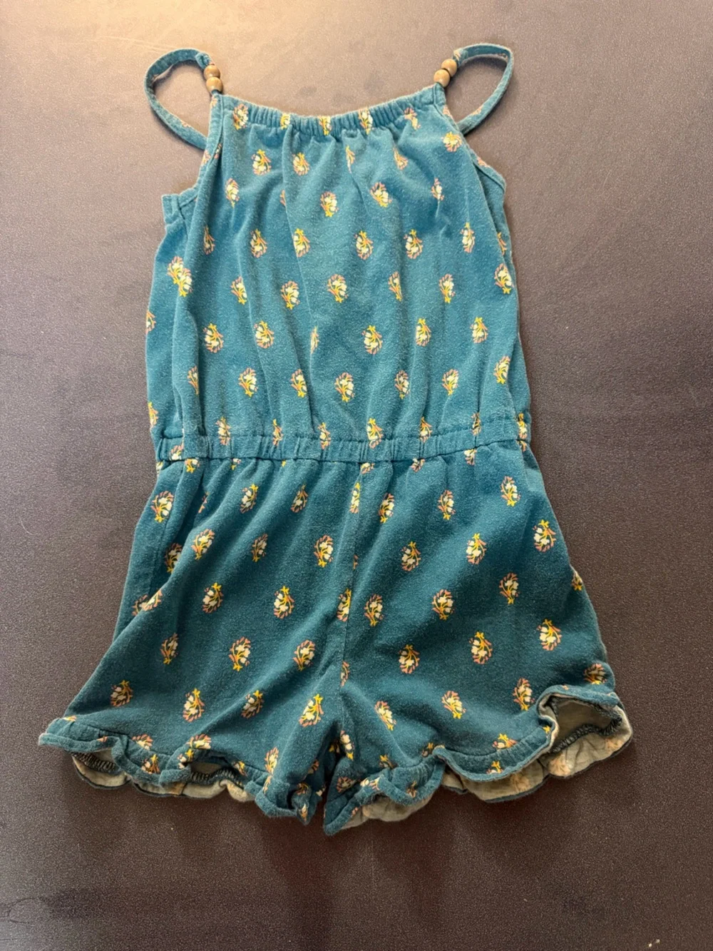 Girls Teal Floral Romper